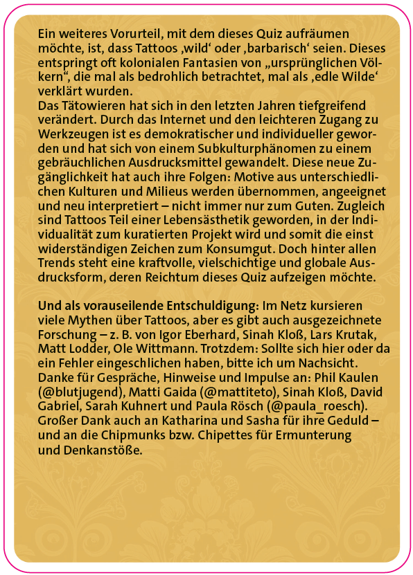 Tattoo Quiz Einleitung